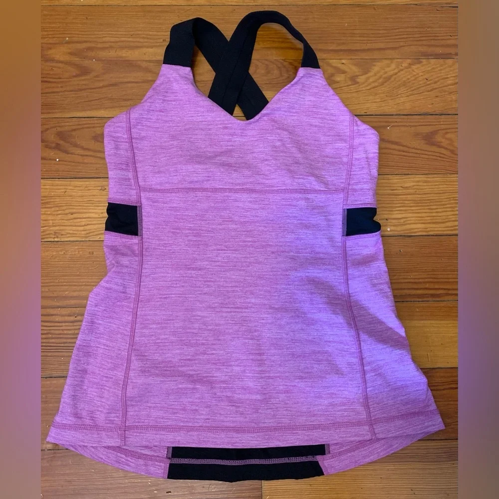 Lululemon Push Your Limits Tank Heathered Ultra Violet / Black Size 8 - Picture 3 of 5